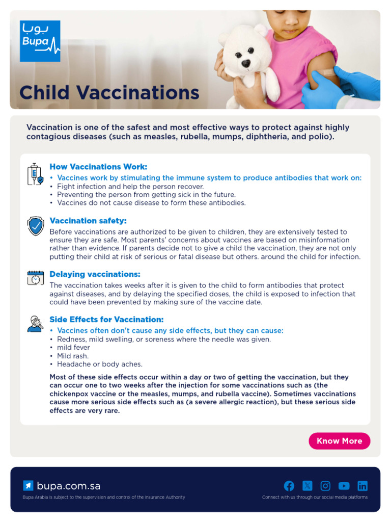 Bupa Vaccination Guidelines for Parents | PDF