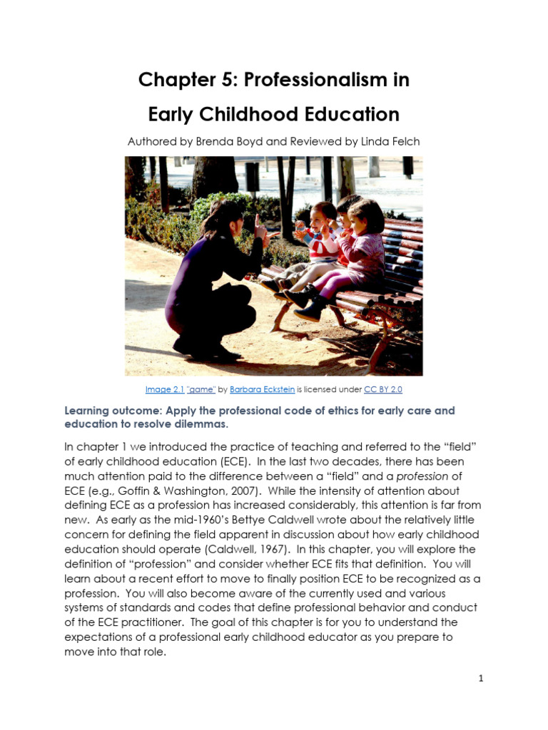 Chapter 5 Professionalism in ECE | PDF | Early Childhood Education ...