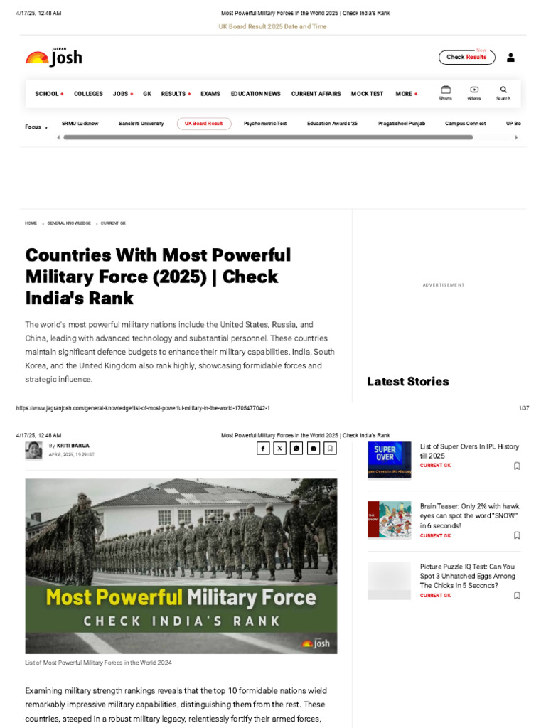 Military Power Rankings 2025: India's Position | PDF | United States ...