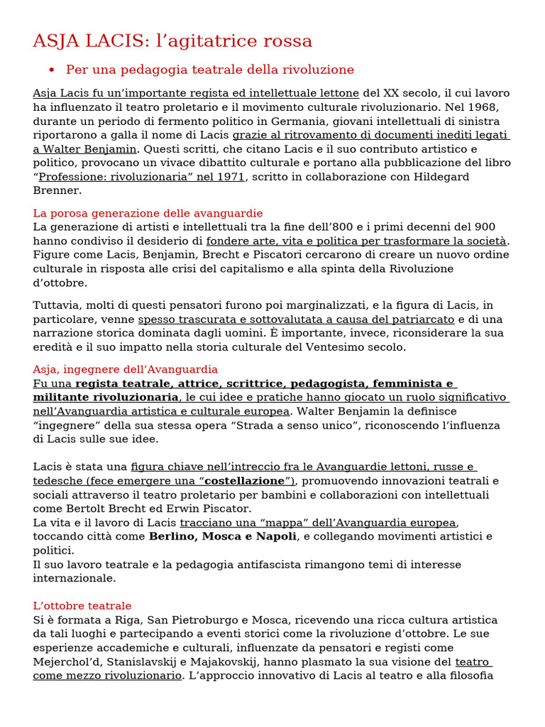 ASJA LACIS (Prima Metà Completa) | PDF