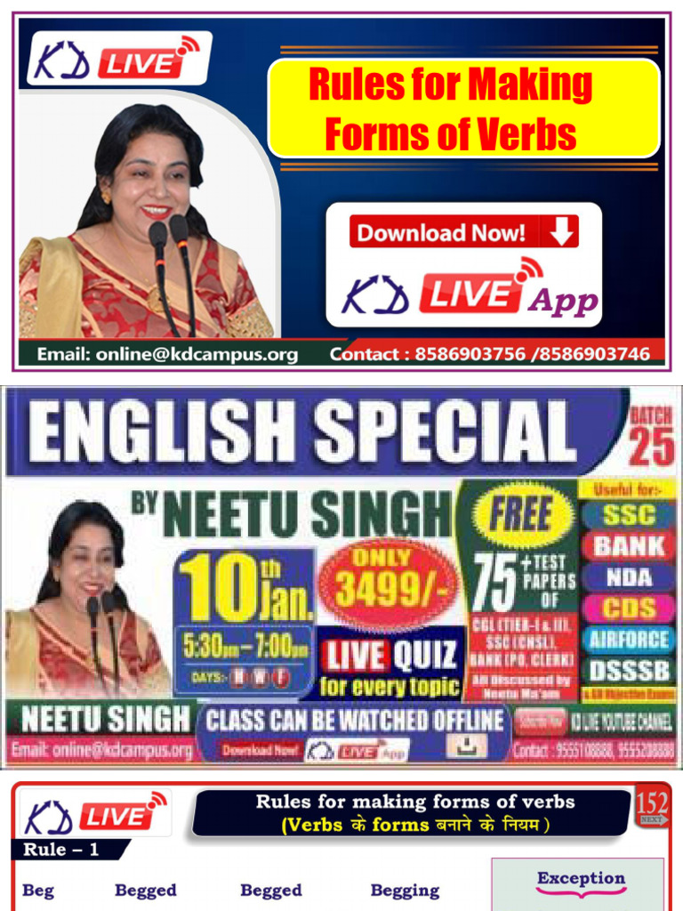 Rules for Verb Forms and Tenses | PDF