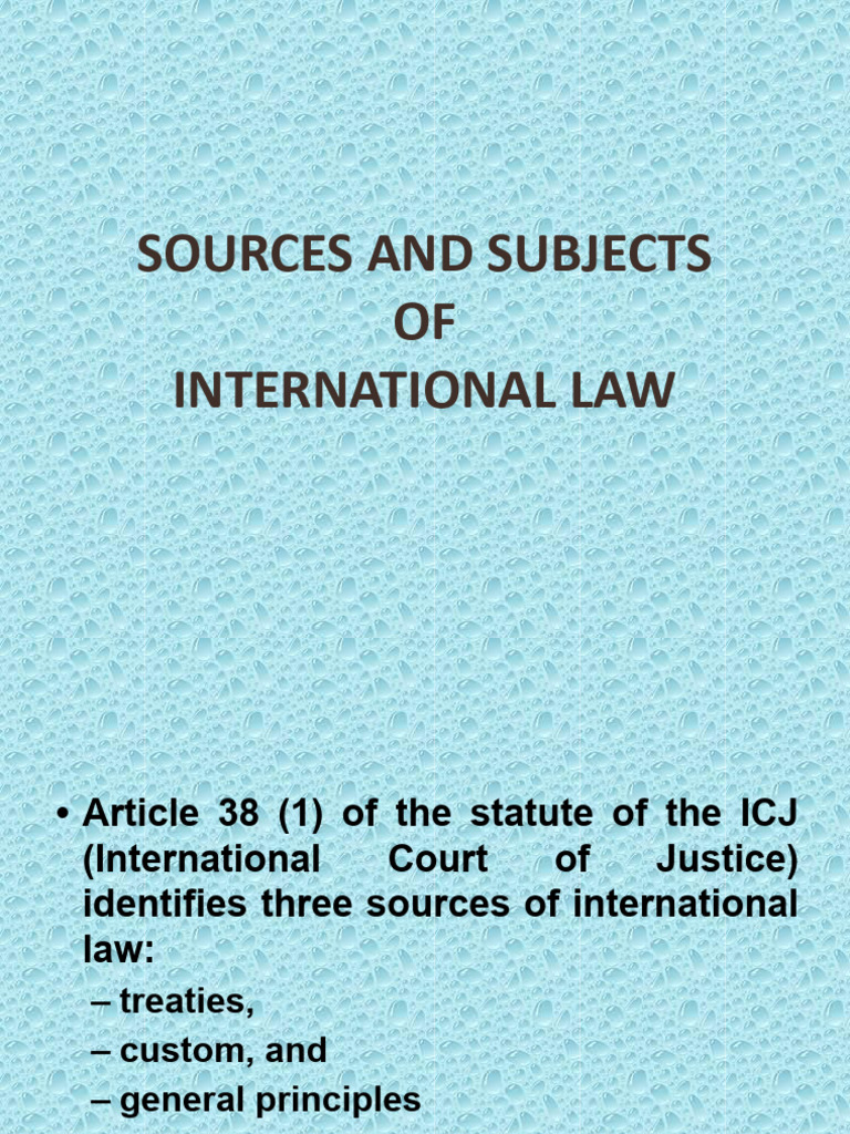 Sources of Int Law | PDF | Treaty | International Law