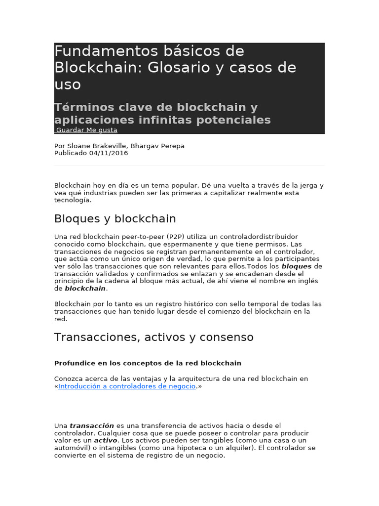 Glosario y Usos de Blockchain | PDF | Internet de las Cosas ...