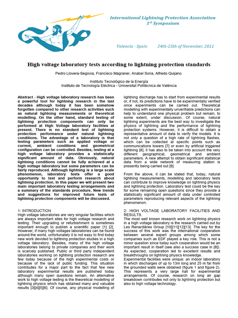 Laboratory Testing for Lightning Protection | PDF | Lightning | Electricity