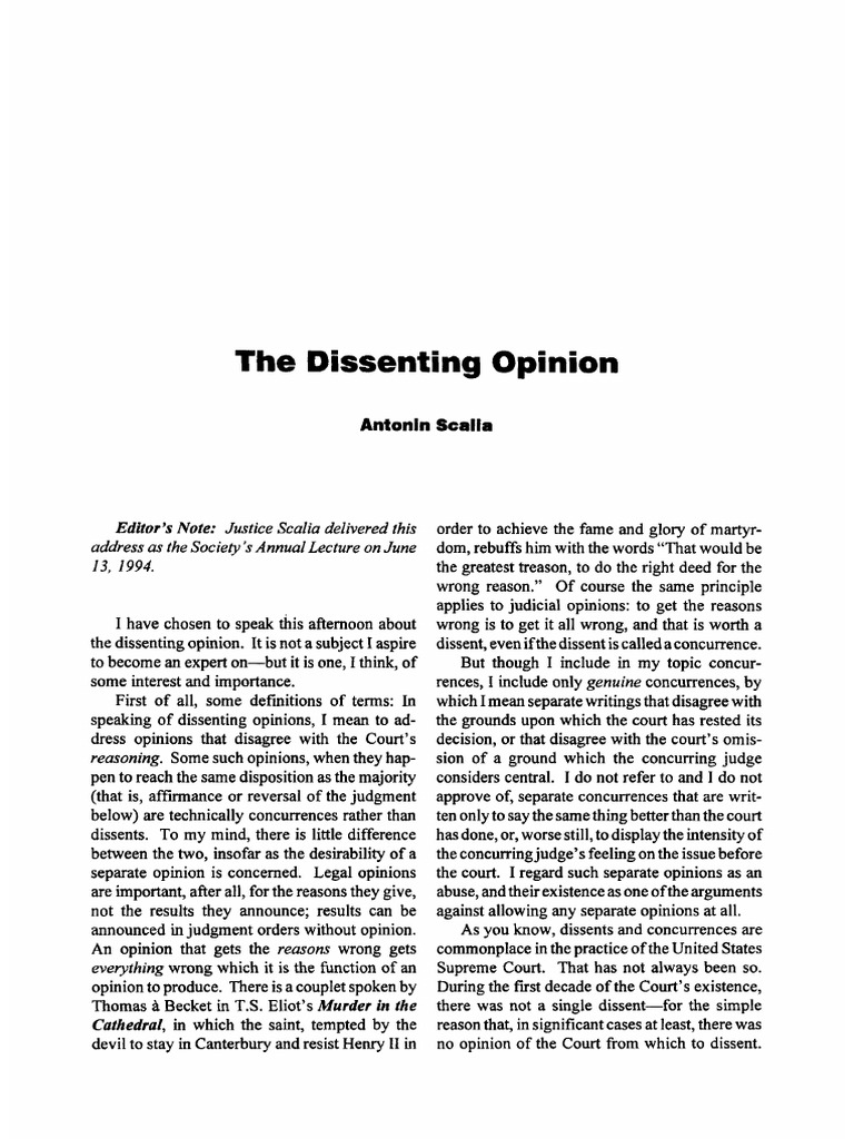 Understanding Dissenting Opinions | PDF | Supreme Court Of The United ...