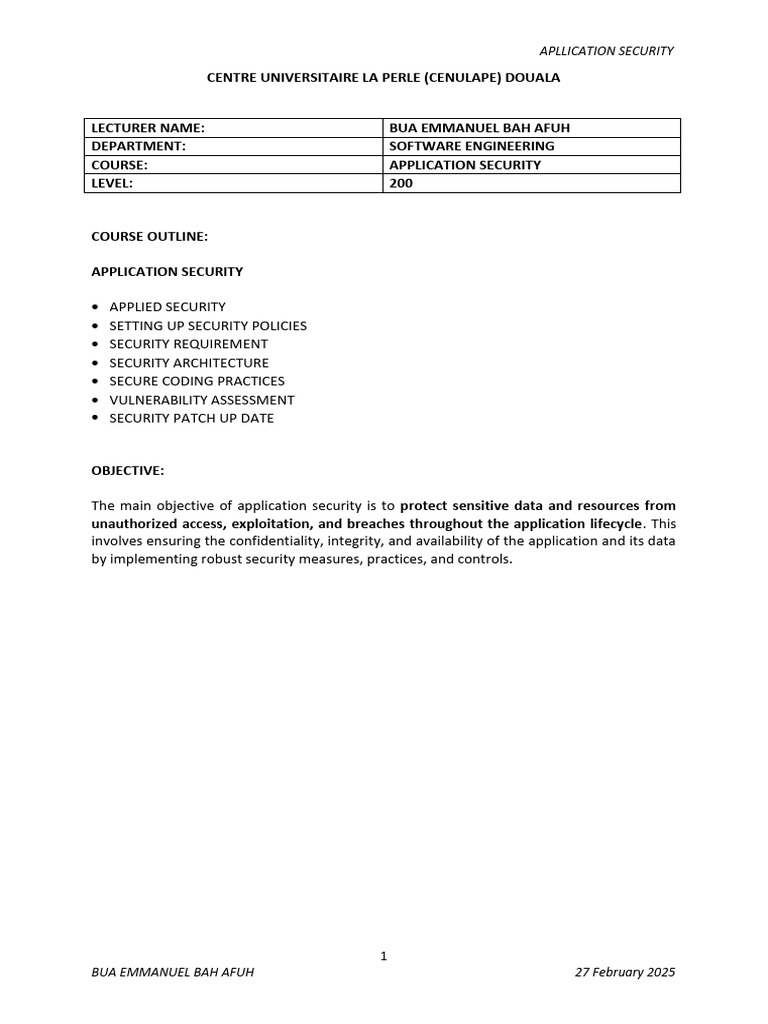 Application Security Course Overview | PDF | Information Security ...