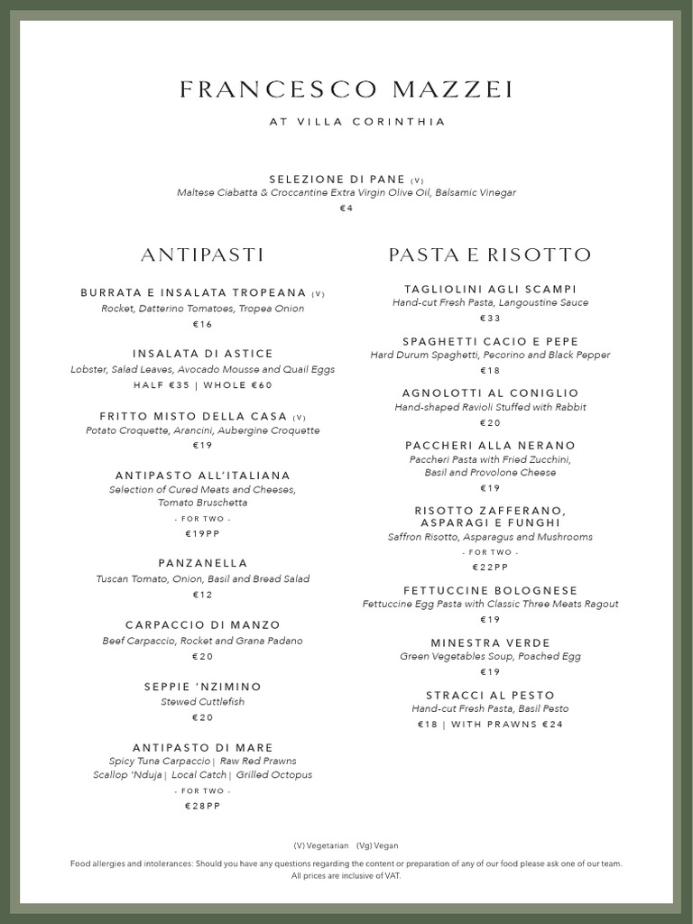 francesco-mazzei-menu-march-2024 | PDF | Pasta | Salad