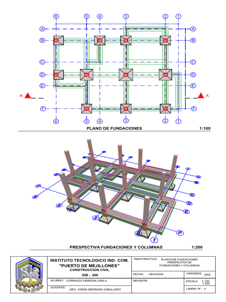 Planos de Fundaciones en Construcción Civil | PDF