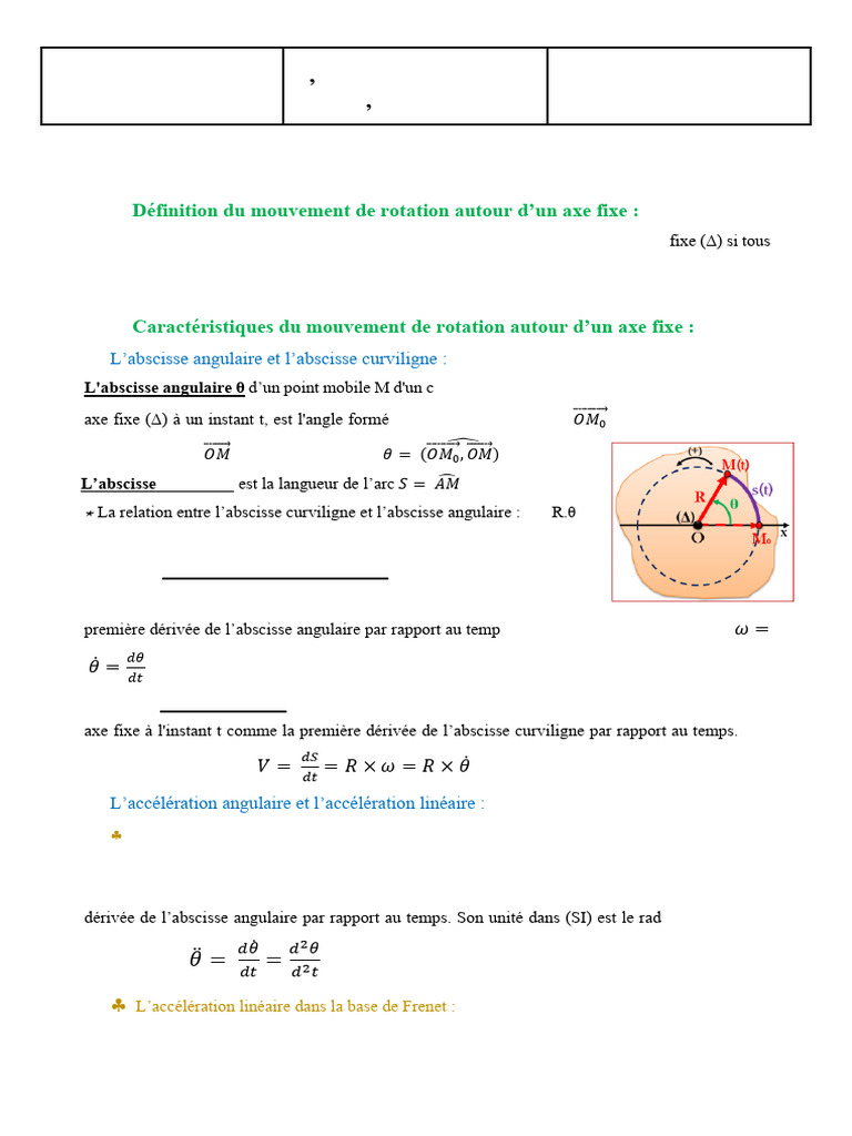 Mécanique du mouvement de rotation | PDF | Mouvement de rotation ...
