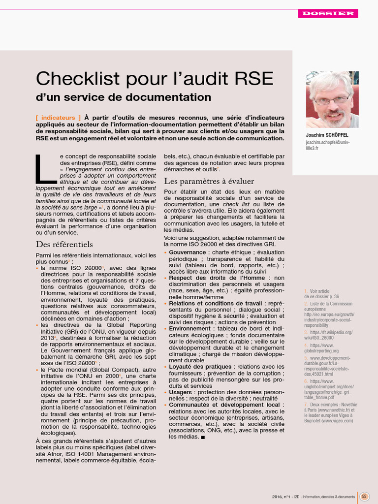 Checklist Audit RSE pour Documentation | PDF | Responsabilité sociétale ...