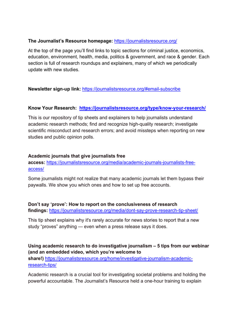 Journalists' Guide to Academic Research | PDF | News | Public Sphere
