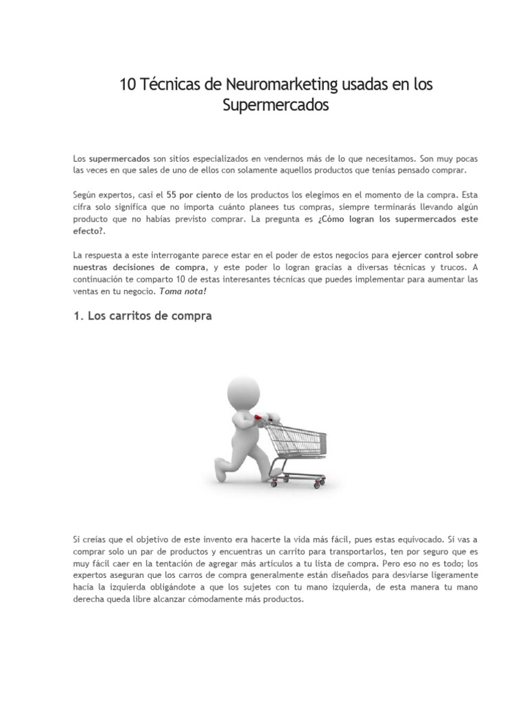 10 Técnicas de Neuromarketing en Supermercados | PDF | Percepción ...