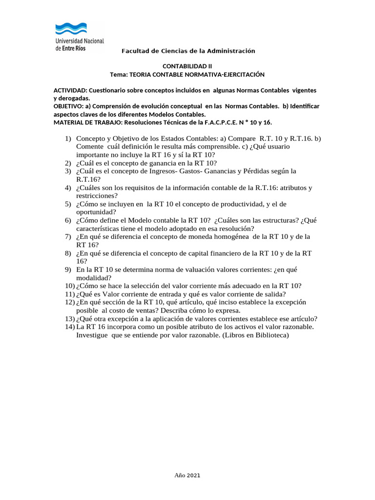 2022 - TEORIA - RT10 y RT16 | PDF | Contabilidad | Valoración (Finanzas)