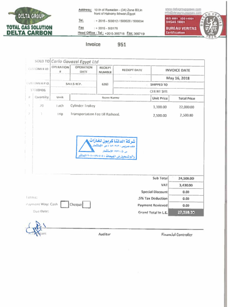 Delta Grupp Invoice 951 | PDF