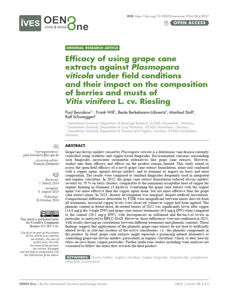 Grape Cane Extracts for Downy Mildew Control | PDF | Viticulture | Vitis