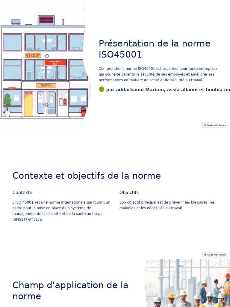 Présentation de la norme ISO 45001 | PDF | Sécurité | Santé et sécurité ...