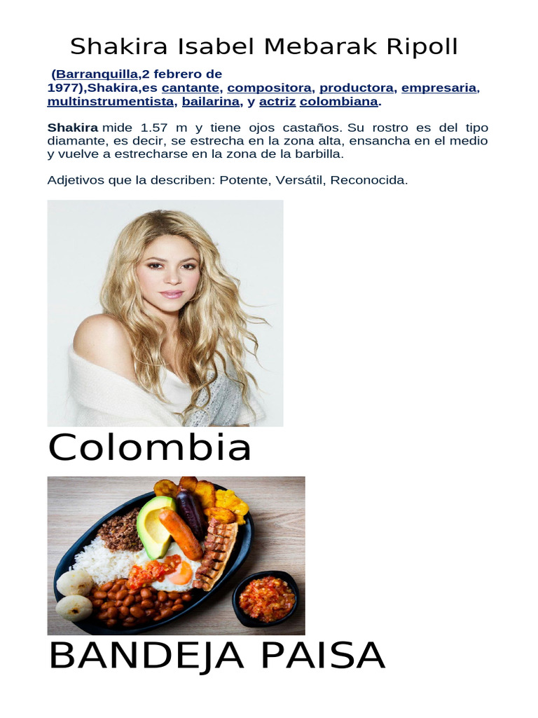 Shakira: Biografía y Características | PDF