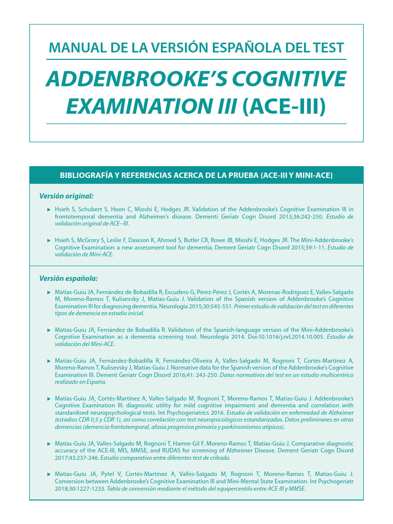 Manual ACE-III: Validación y Normativa Española | PDF | Diagnostico ...