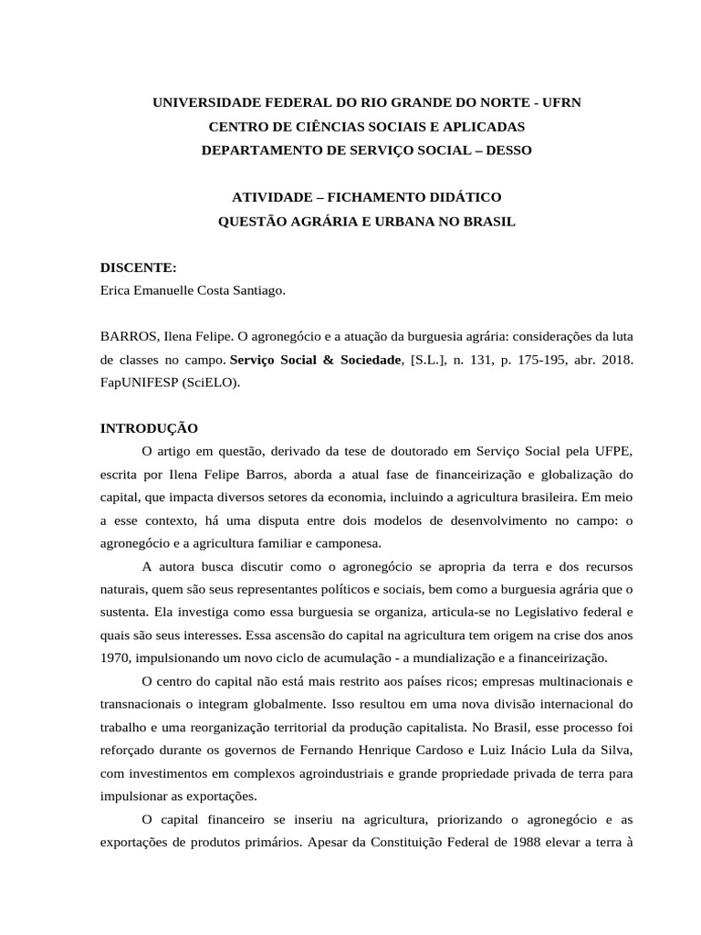 Agronegócio e Luta de Classes no Brasil | PDF | Agricultura | Reforma ...