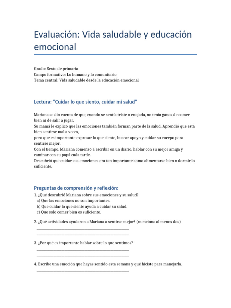 Vida Saludable y Educación Emocional | PDF | Las emociones | Sicología