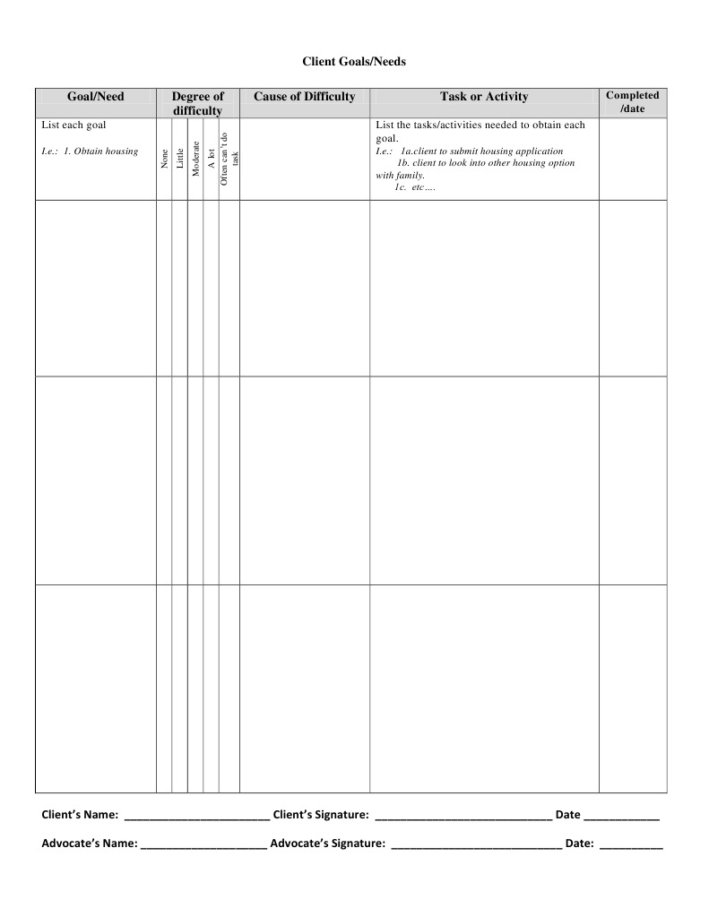 Client Goals and Task Tracking Form | PDF | Law