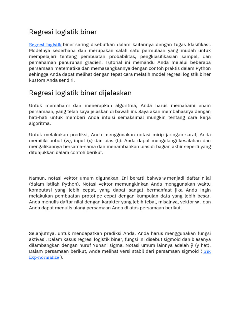 Panduan Regresi Logistik Biner Python | PDF
