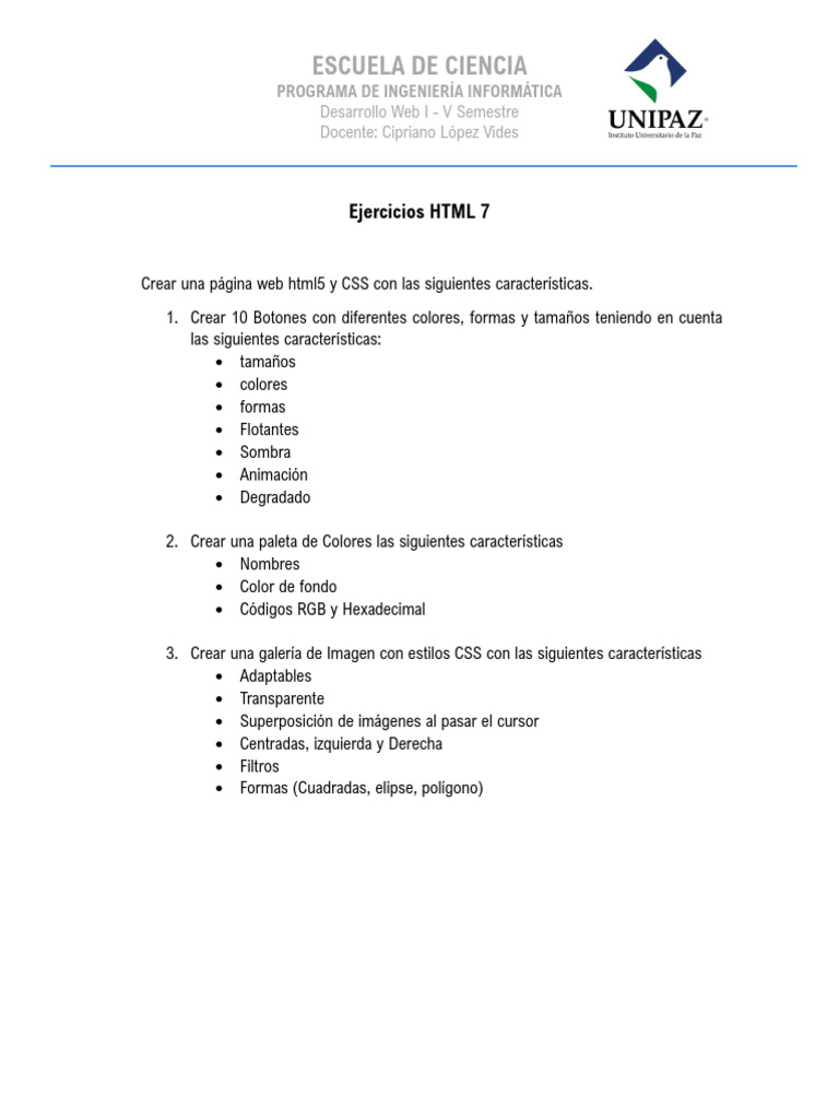 Ejercicios HTML y CSS para Desarrollo Web | PDF
