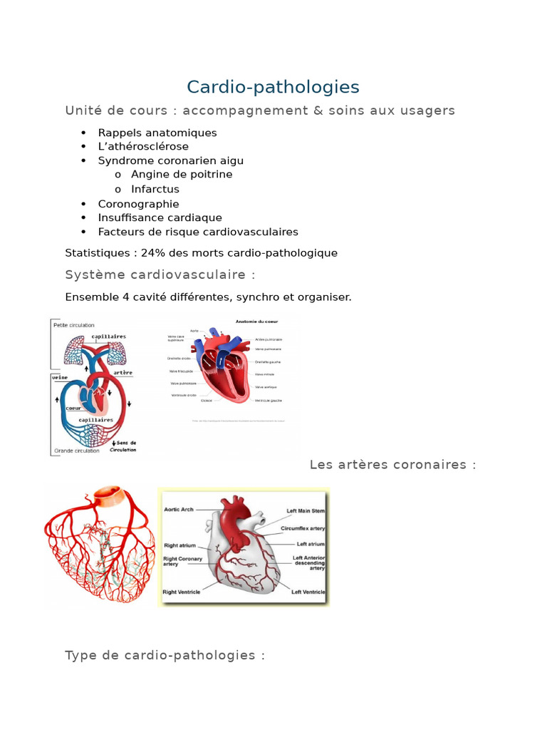 Cours sur les pathologies cardiovasculaires | PDF