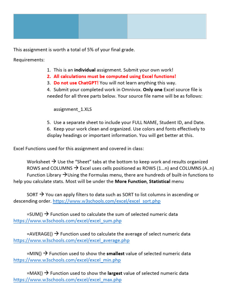 Video Game Stats Assignment Overview | PDF | Microsoft Excel | Computing