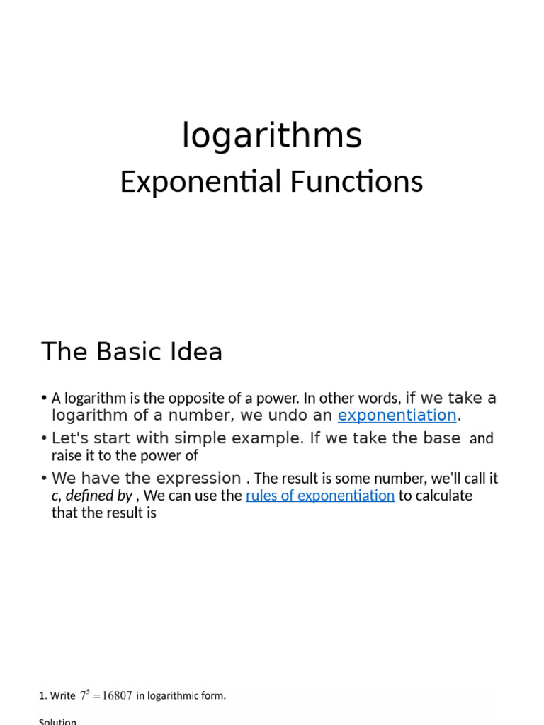 Understanding Logarithms and Exponents | PDF