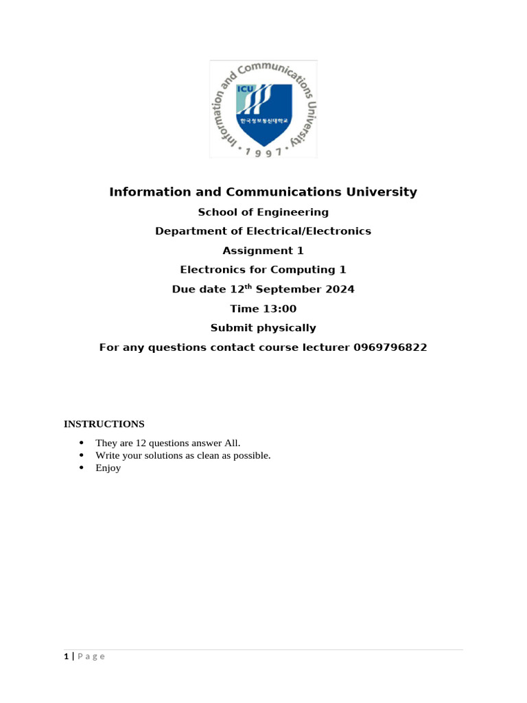 Electronics For Computing 1 | PDF | Computing | Computer Engineering