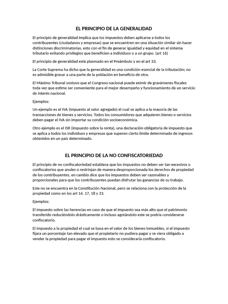 Generalidad y No Confiscatoriedad | PDF