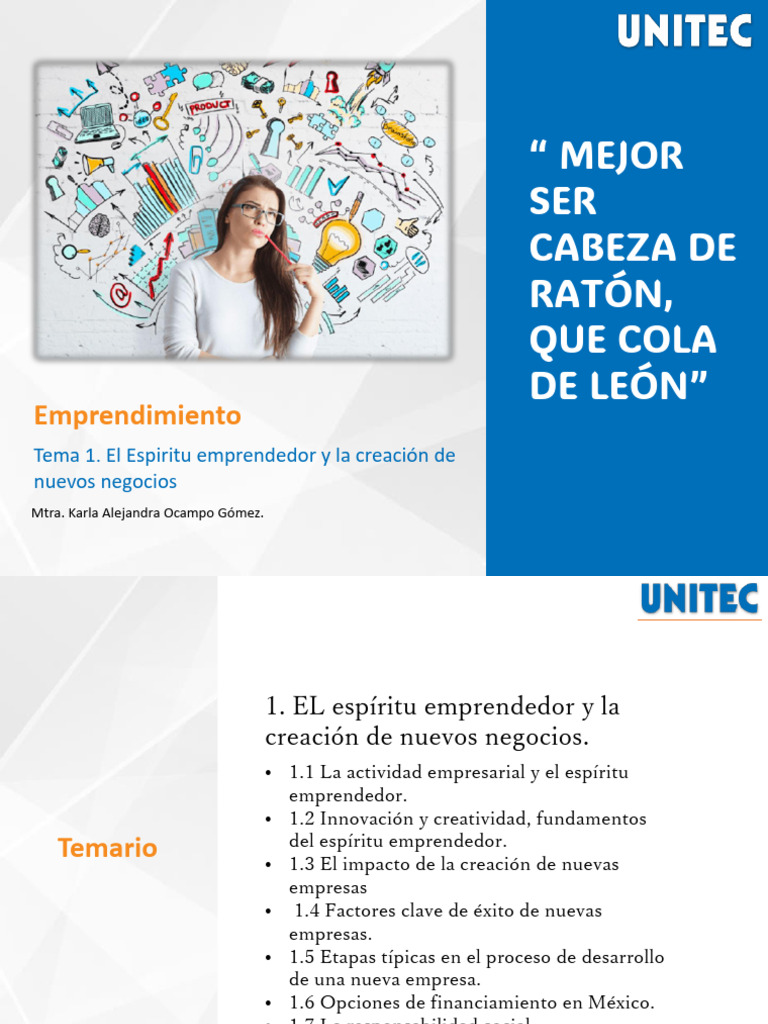 El Espiritu Emprendedor y La Creacion de Nuevos Negocios U.1 | PDF ...