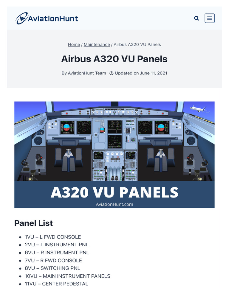 Airbus A320 VU Panels: Panel List | PDF | Aviation | Aircraft