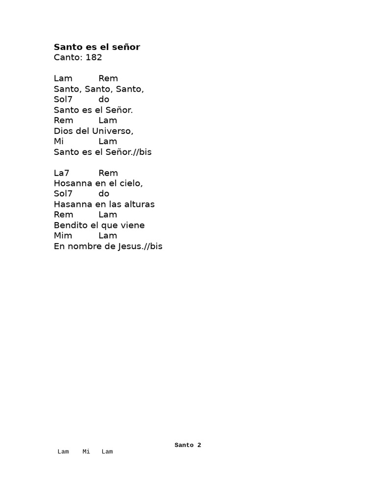 Canciones de alabanza: Santo es el Señor | PDF