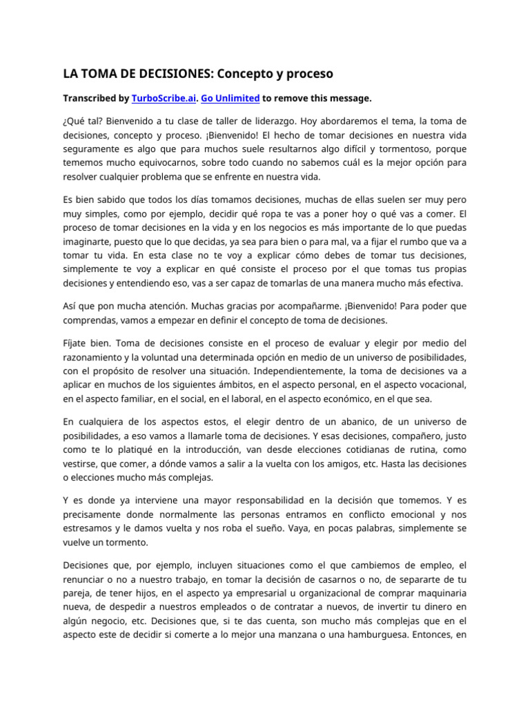 Proceso de Toma de Decisiones Efectivas | PDF | Toma de decisiones ...
