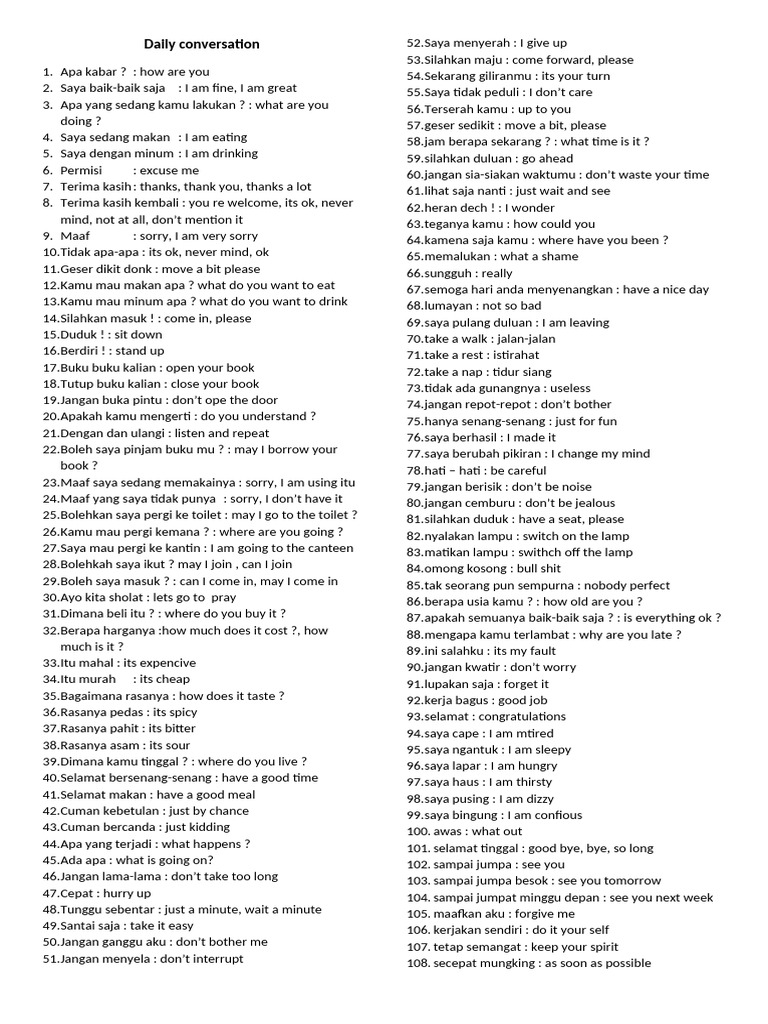 Frasa Penting dalam Daily Conversation | PDF