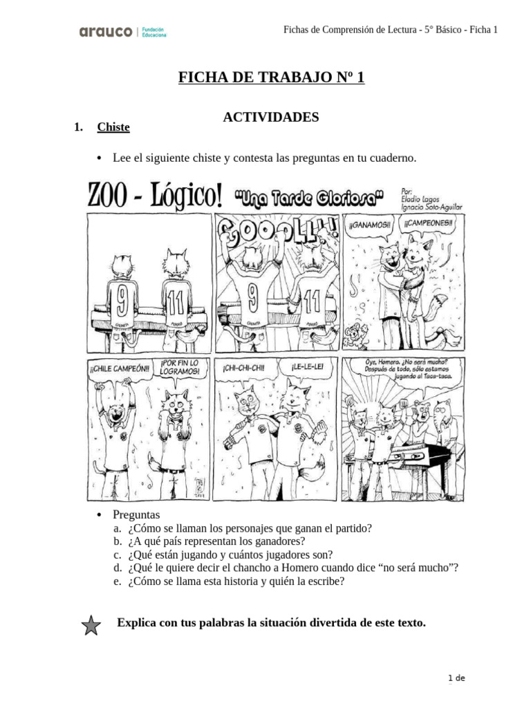 Fichas de Comprensión de Lectura 5° Básico | PDF