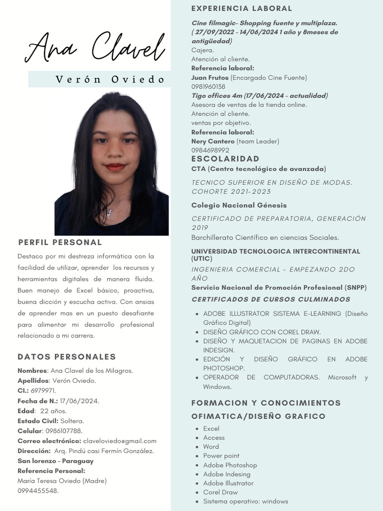 Perfil Profesional de Ana Clavel Verón | PDF | Diseño gráfico | Informática