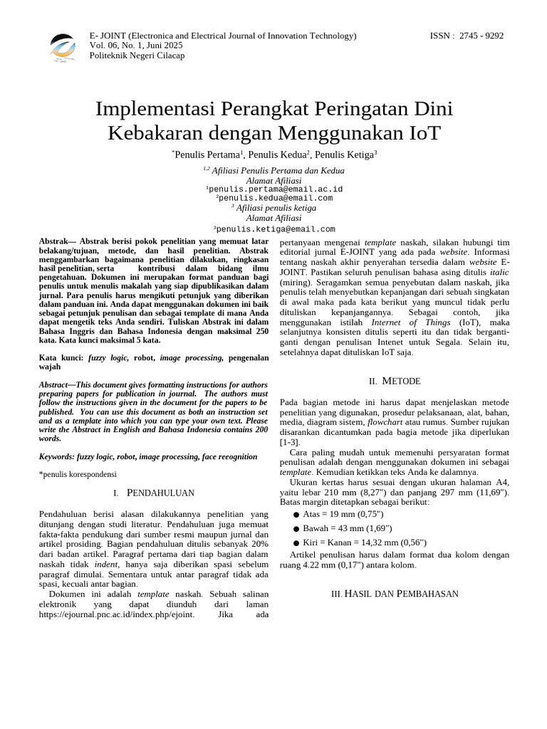 Panduan Template Jurnal Ilmiah 2025 | PDF