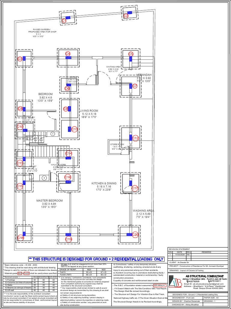 Layout of Column & Footing | PDF | Real Estate | Building Engineering