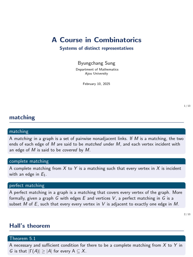 5 System of Distinct Representatives | PDF | Mathematical Concepts ...