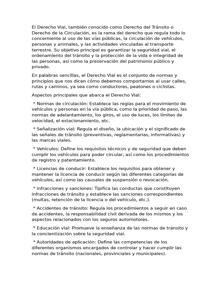 Derecho Vial Pdf Tráfico Seguridad Vial