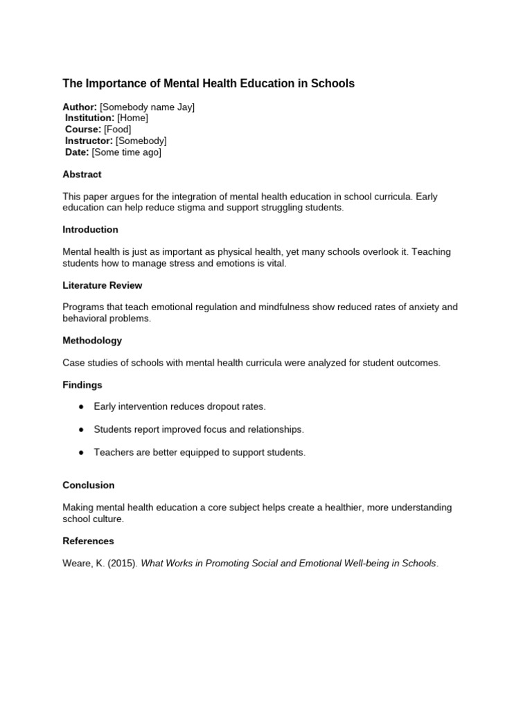 The Importance of Mental Health Education in Schools | PDF