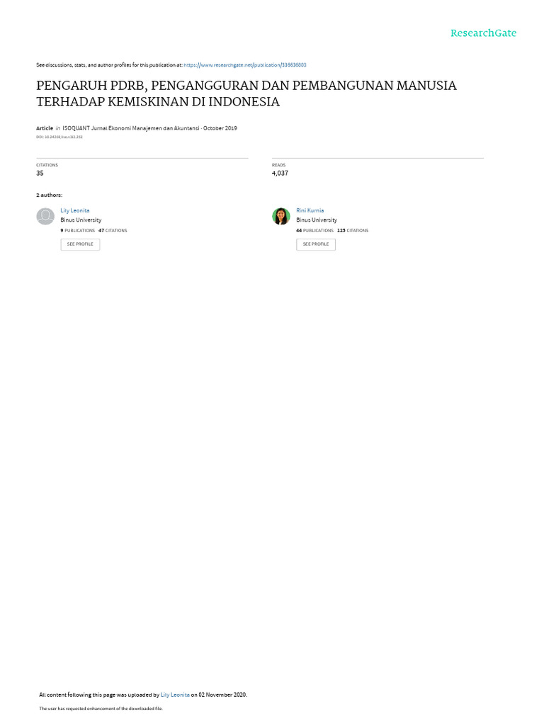 Pengaruh PDRB dan Pengangguran terhadap Kemiskinan | PDF