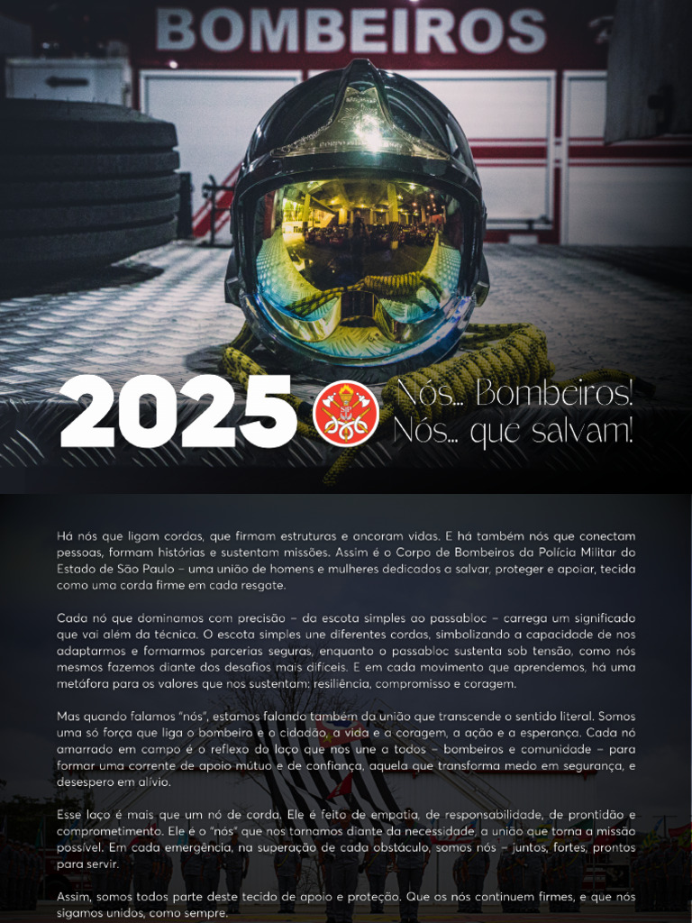 Calendário Corpo de Bombeiros Da Pmesp 2025 - Com Marcas para Impressão |  PDF, image size:768x1024