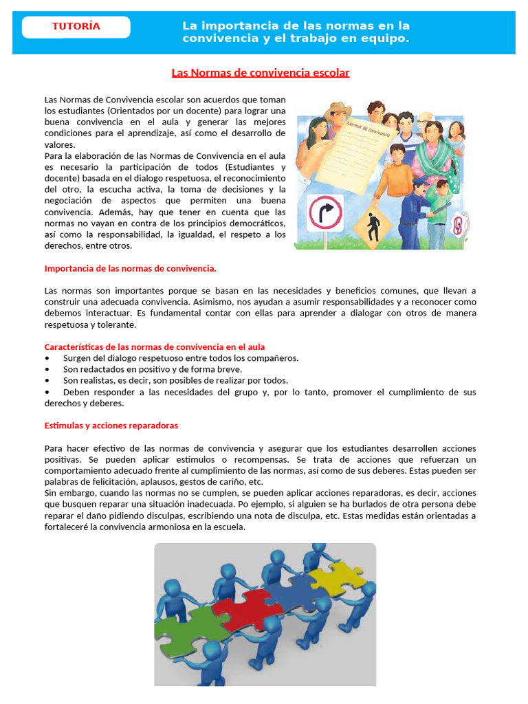 Normas de Convivencia Escolar Efectivas | PDF