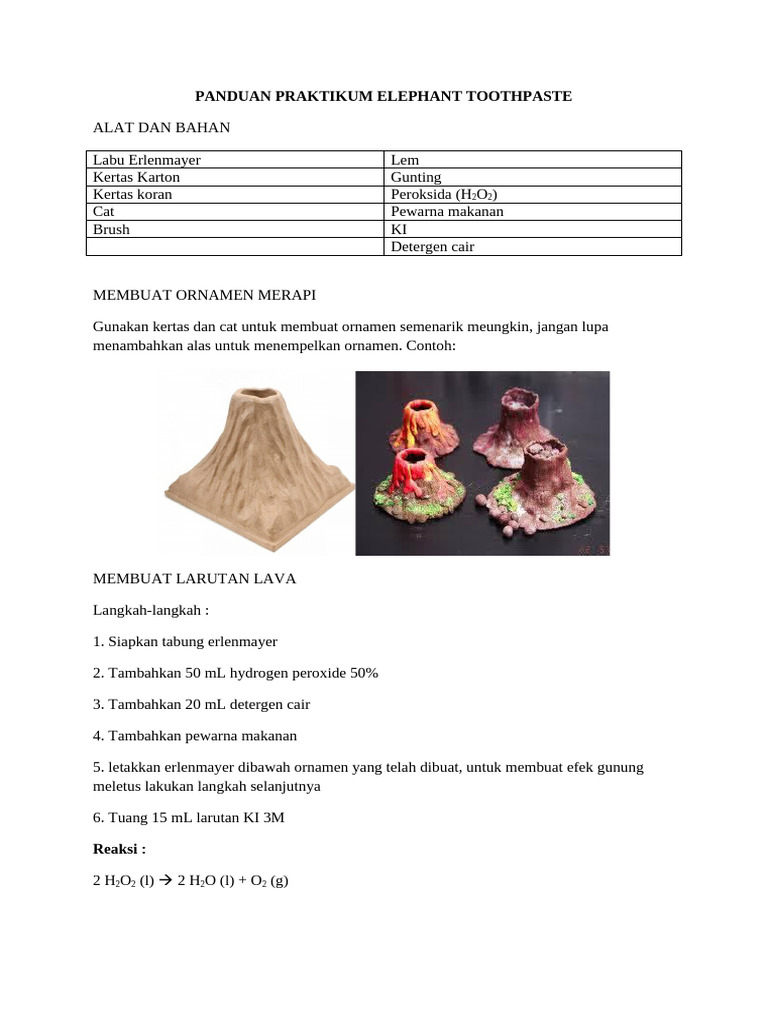 Bahan Praktikum Elephant Toothpaste | PDF