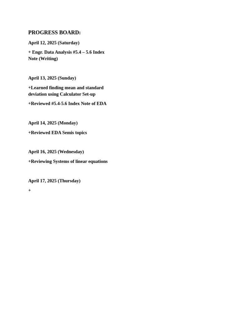 Progress Board Updates: April 2025 | PDF