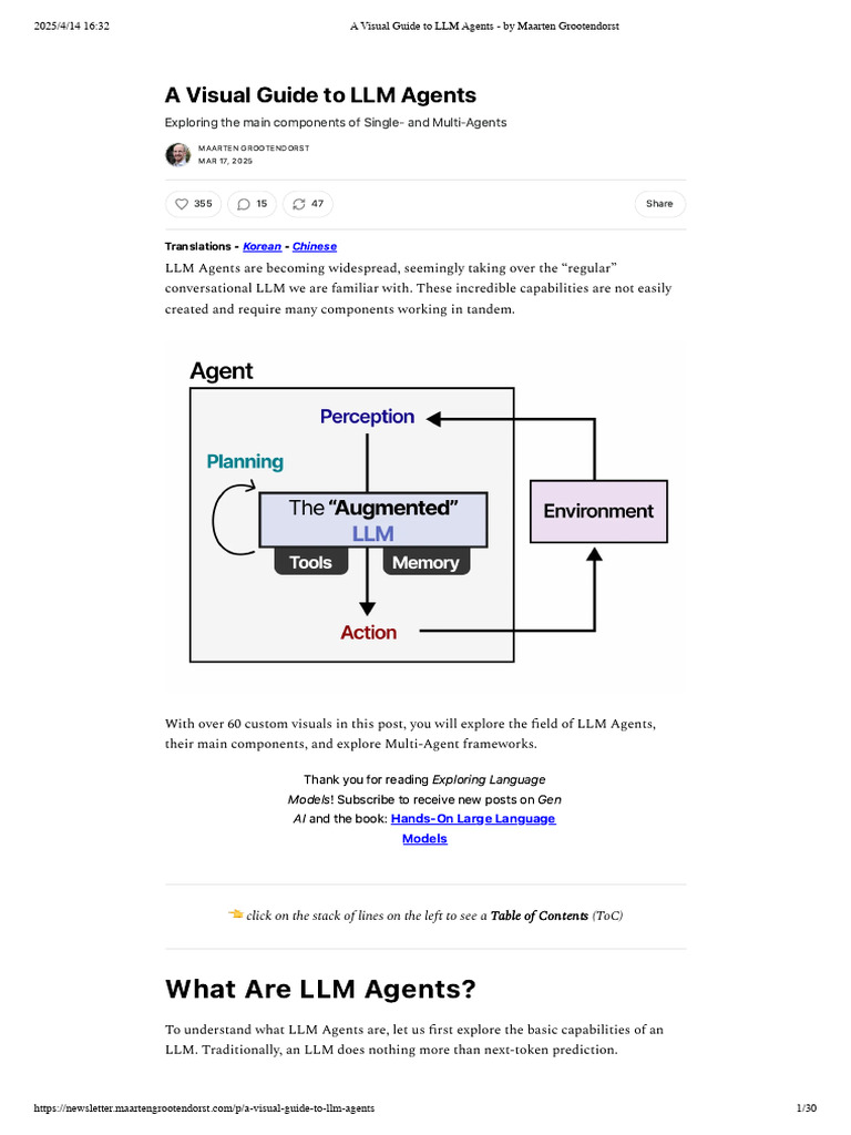 A Visual Guide To LLM Agents - by Maarten Grootendorst | PDF | Memory ...
